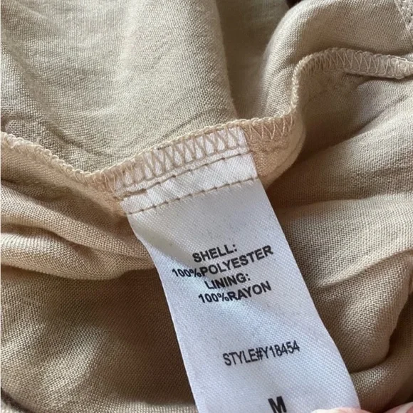 Do+Be Neutral Tan/Black Polka Dot One Shoulder Puff Sleeve SZ M - Picture 6 of 6